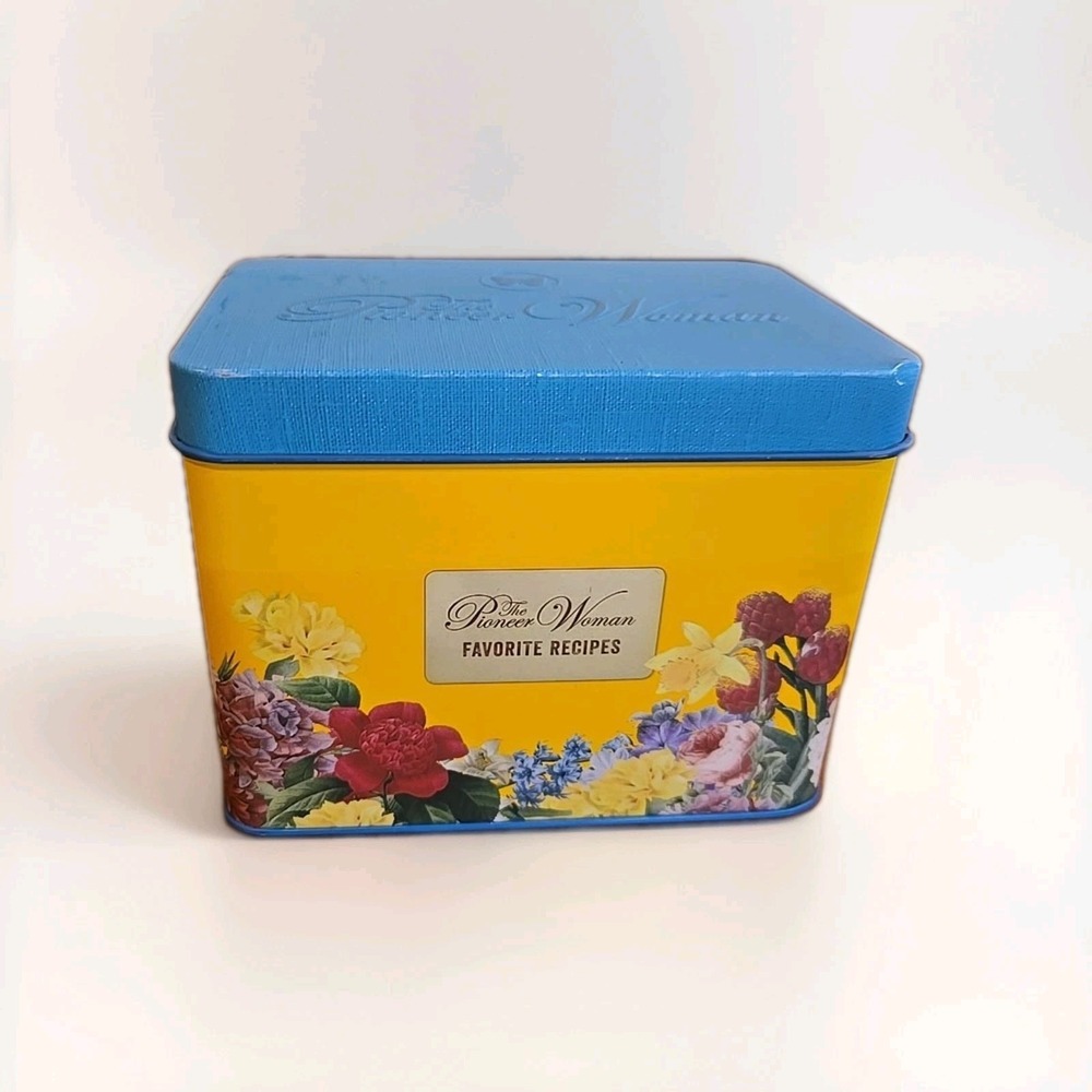 The Pioneer Woman 100 Favorite Recipes w/ Floral Recipe Box Tin Blank Cards